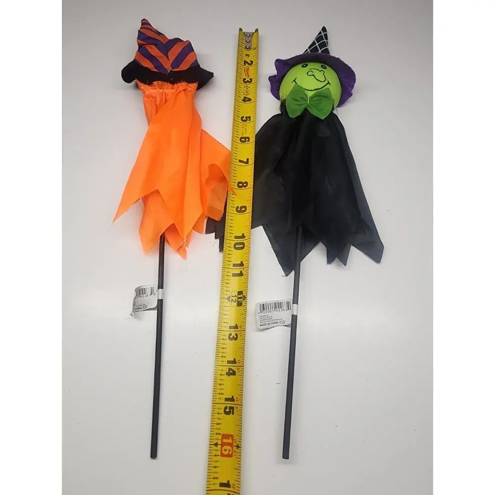 Halloween Pumpkin And Witch On A Stick Decorations
